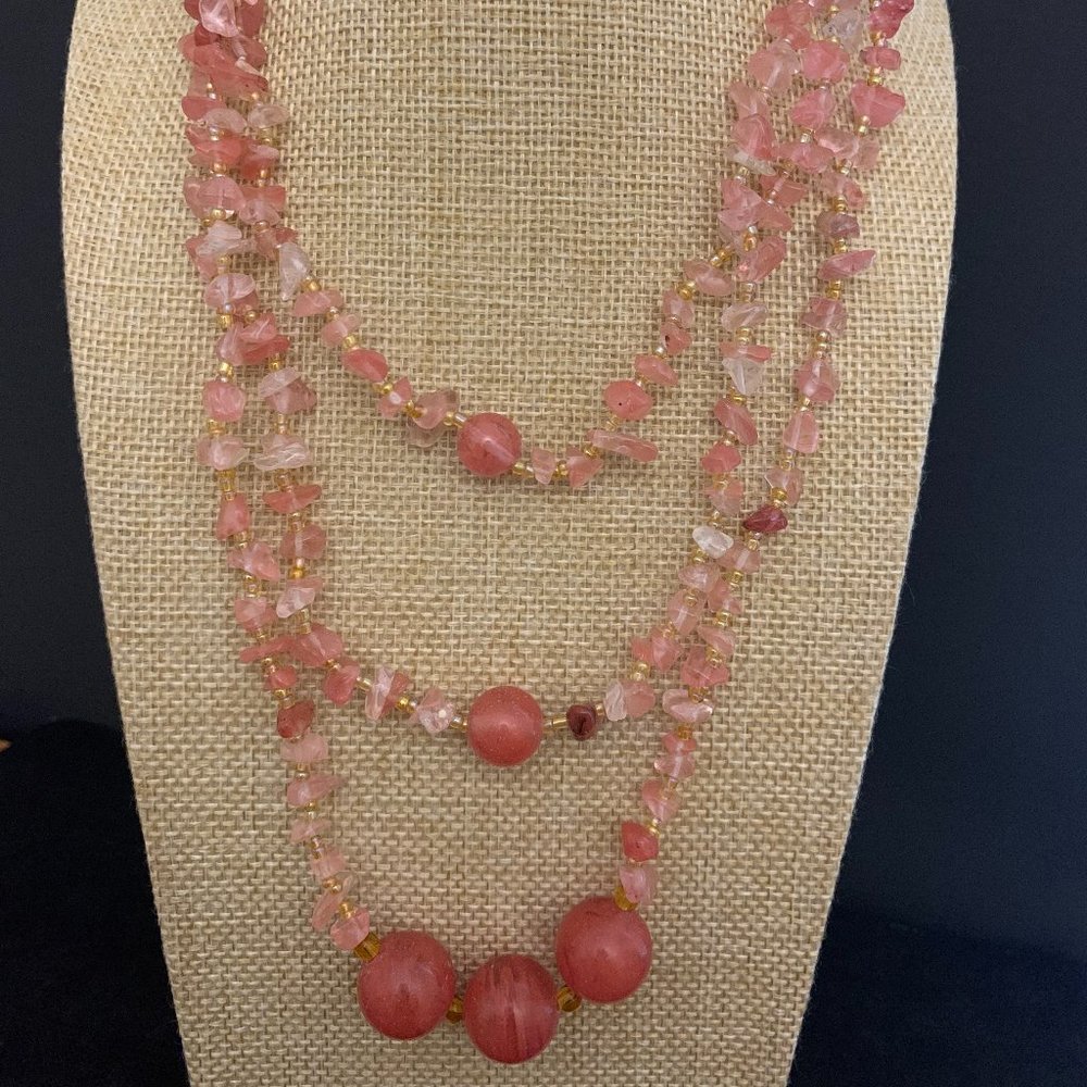 Three layer red agate stone necklace/design style